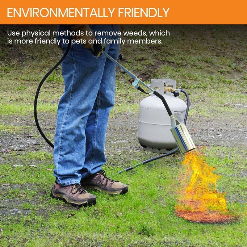CALPOSE Propane Torch, Flamethrower Heavy Duty High Output 400,000BTU Weed Burner Torch with 12FT Hose, for Garden Wood Roofing Snow Road, Compatible with POL, QCC1 and 1LB Adapter (3 In 1) - Image 3